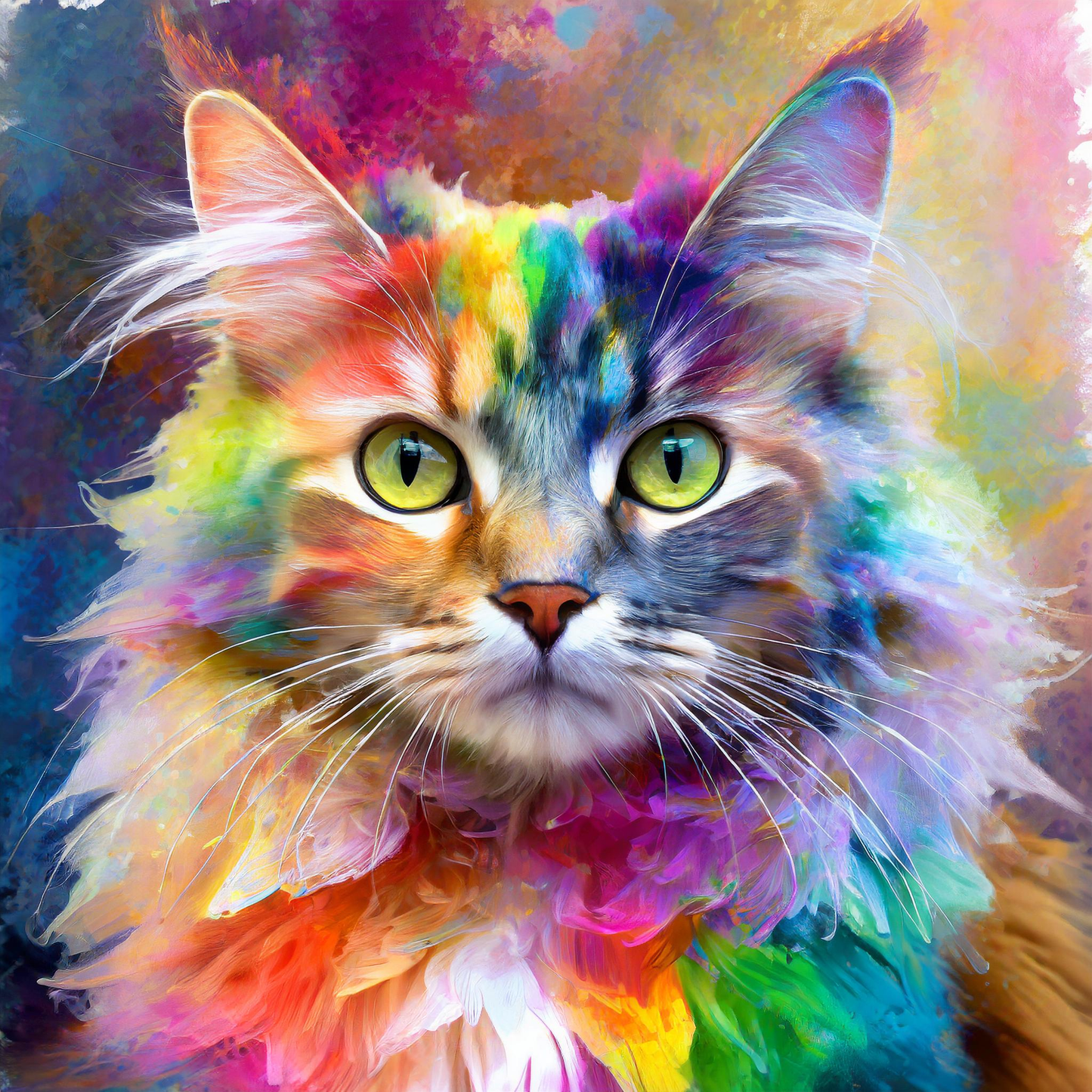 Diamond Painting "Rainbow Cat" 50x50cm DS-14