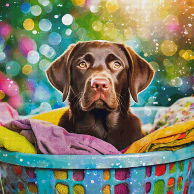 Diamond Painting "Laundry Day with Dog" 80x80cm DS-5