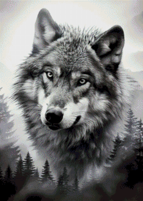 Diamond Painting Bild "Wolf S/W" 50x70cm DS-41