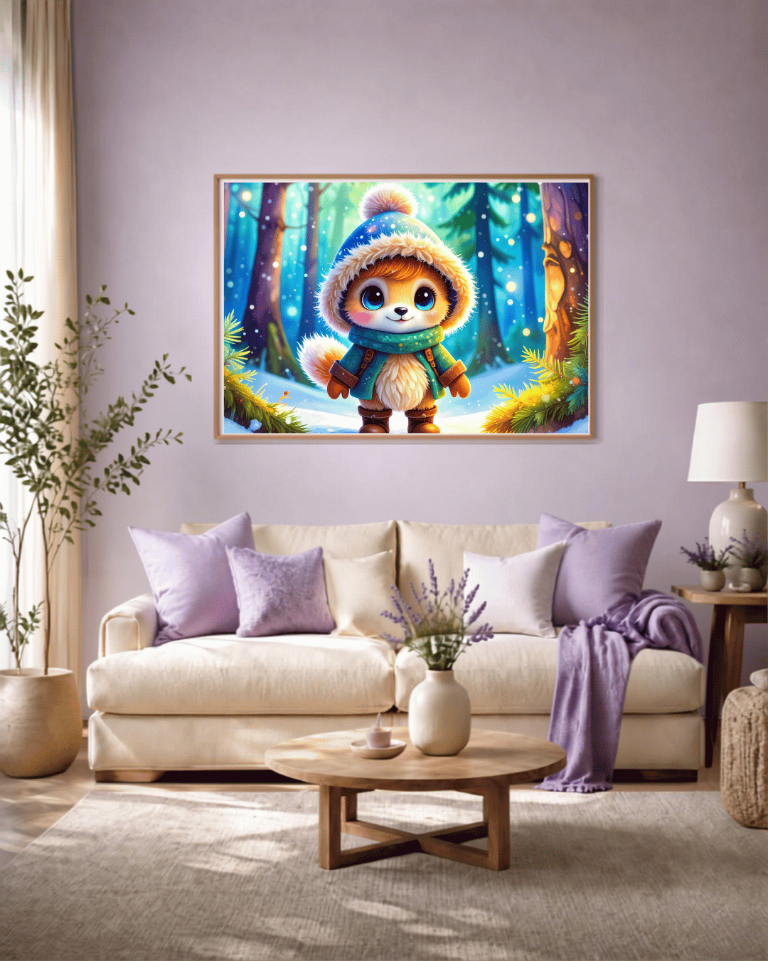 Diamond Painting Bild "Lumi im Winterwald" 65x50cm + AB Steine DS-101