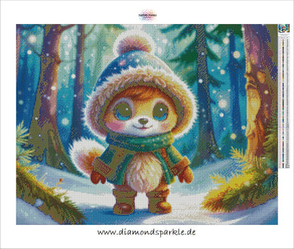 Diamond Painting Bild "Lumi im Winterwald" 65x50cm + AB Steine DS-101