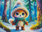 Diamond Painting Bild "Lumi im Winterwald" 65x50cm + AB Steine DS-101