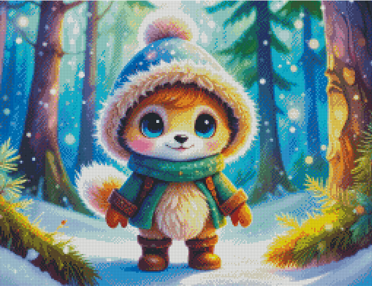 Diamond Painting Bild "Lumi im Winterwald" 65x50cm + AB Steine DS-101