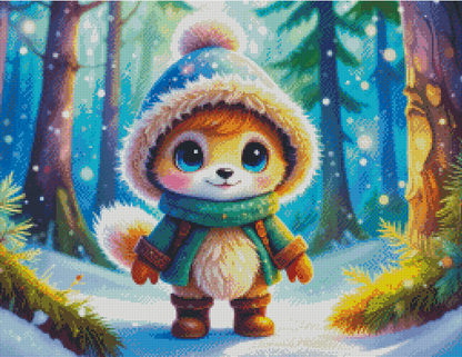 Diamond Painting Bild "Lumi im Winterwald" 65x50cm + AB Steine DS-101