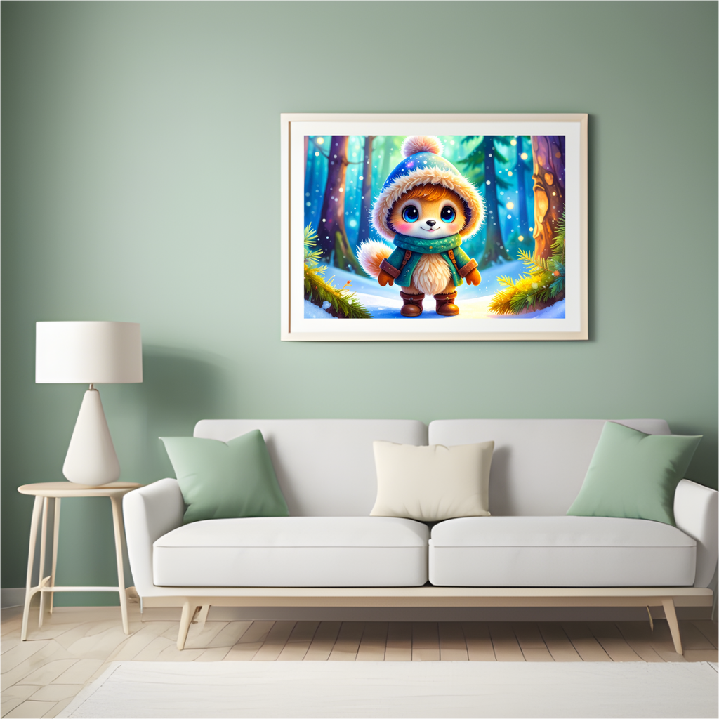 Diamond Painting Bild "Lumi im Winterwald" 65x50cm + AB Steine DS-101