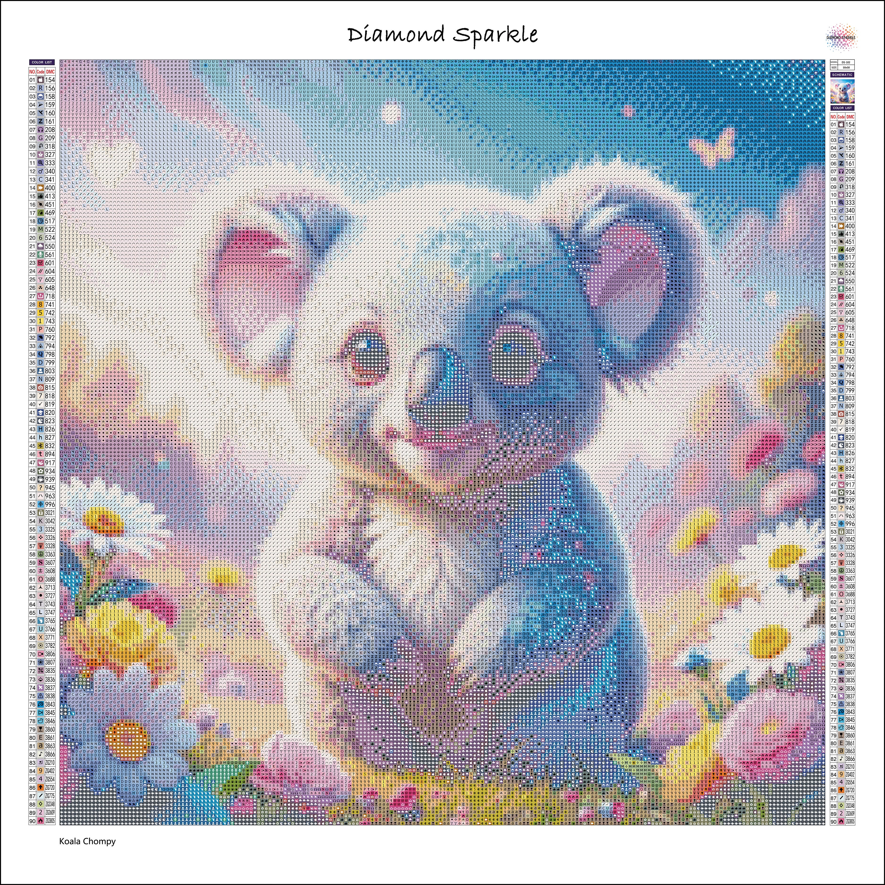 Diamond Painting Bild "Koala Chompy"  50x50cm (inkl. Fairy Dust Steinen) DS-102