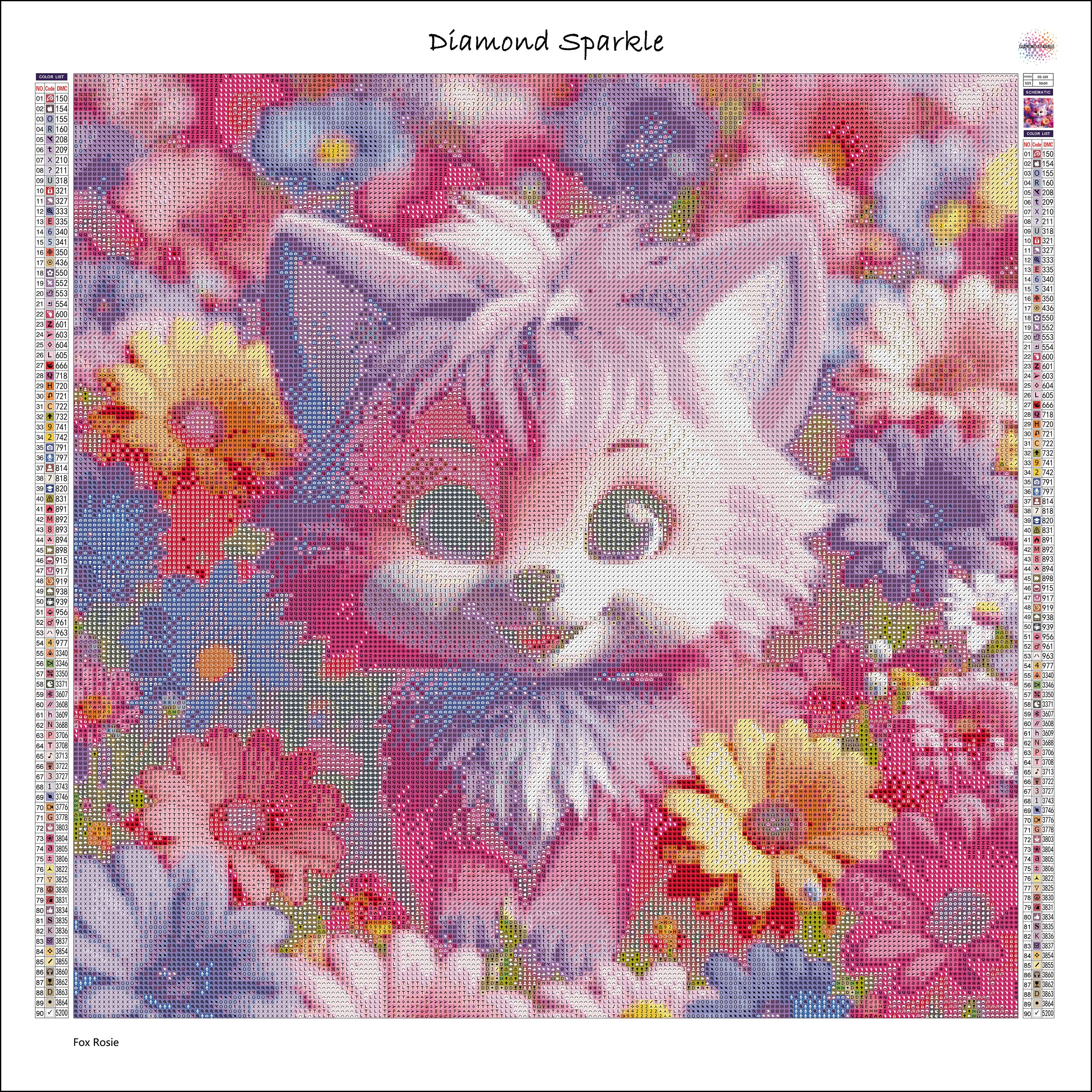 Diamond Painting Bild "Fuchsin Rosie" 50x50cm DS-103