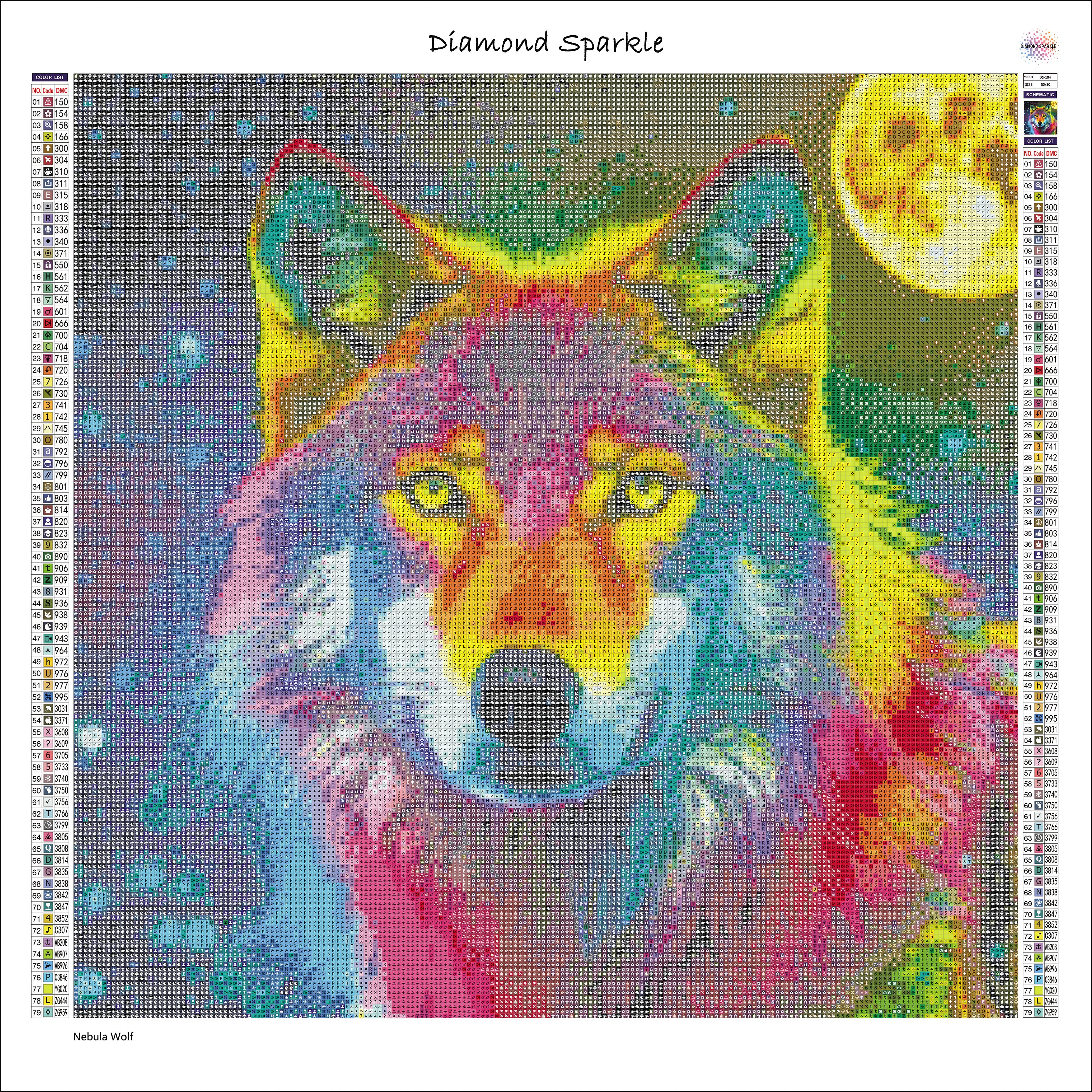 Diamond Painting Bild "Nebula Wolf" 50x50cm (inkl. Sondersteine) DS-104