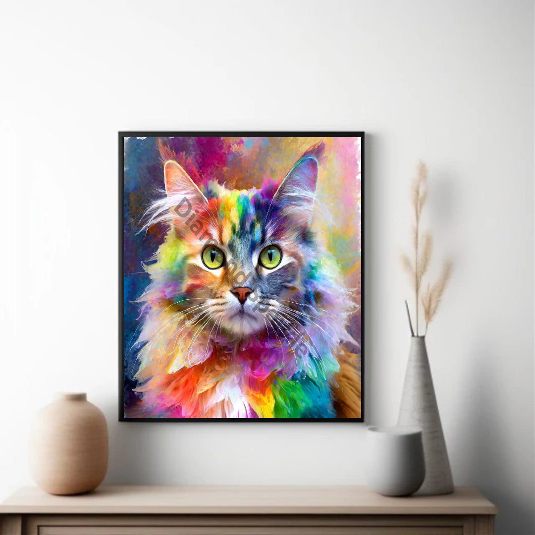 Diamond painting picture "Rainbow Cat" 50x50cm DS-13