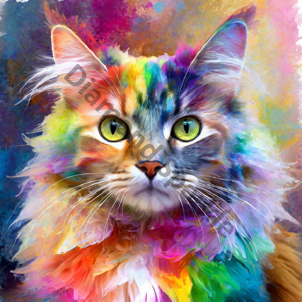Diamond painting picture "Rainbow Cat" 50x50cm DS-13