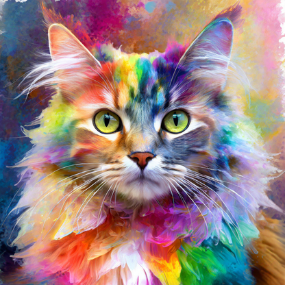 Diamond Painting "Rainbow Cat" 50x50cm DS-14