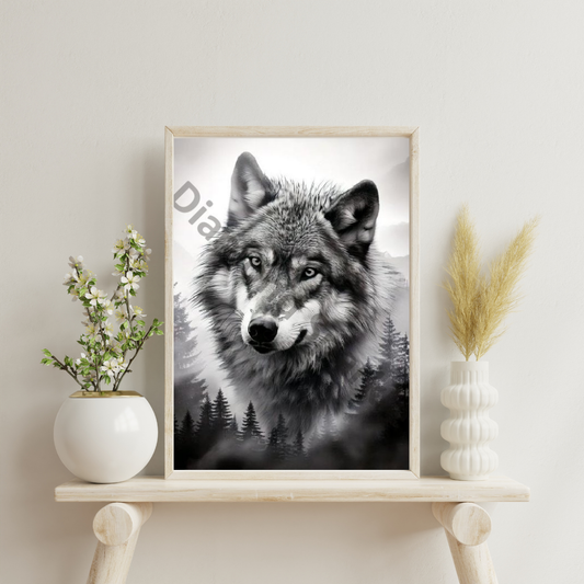 Diamond Painting Bild "Wolf S/W" 50x70cm DS-41
