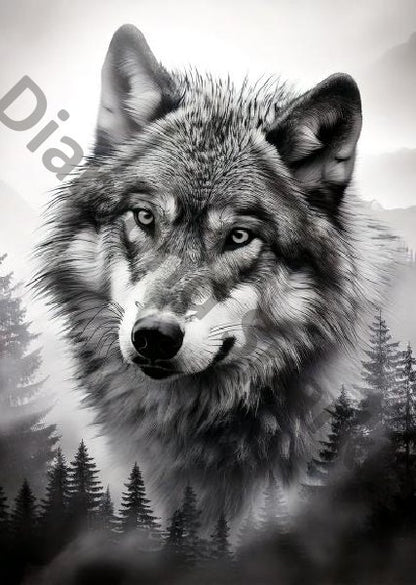 Diamond Painting Bild "Wolf S/W" 50x70cm DS-41