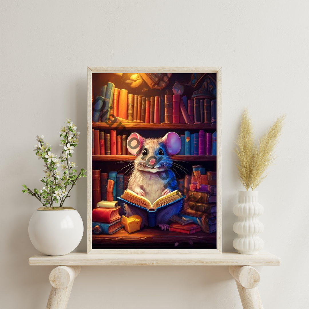 Diamond Painting "Büchermaus" 40x50cm DS-43