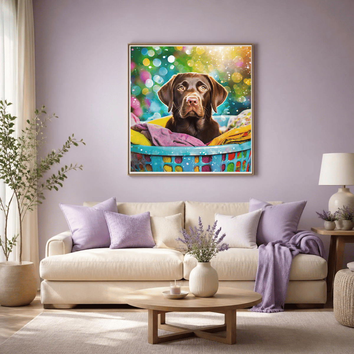 Diamond Painting "Laundry Day with Dog" 80x80cm DS-5