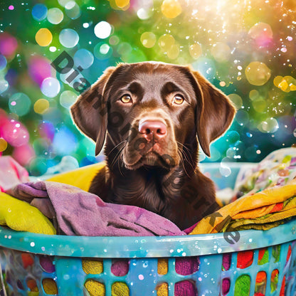 Diamond Painting Bild "Laundry Day with Dog" 80x80cm DS-6
